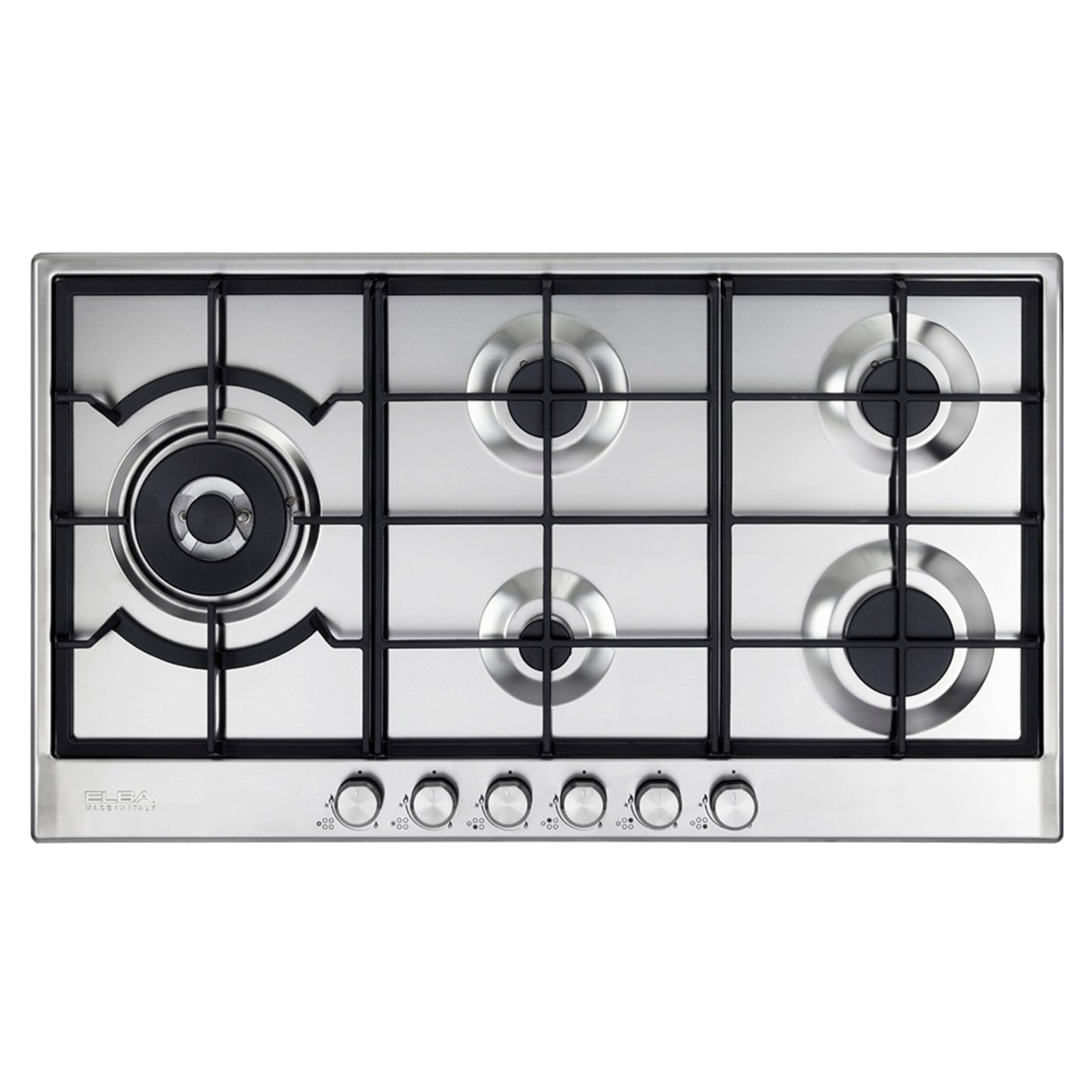 Elba Elio 90cm 5 Burner Gas Hob with Side Wok - Stainless Steel- 02/ELIO 95-565