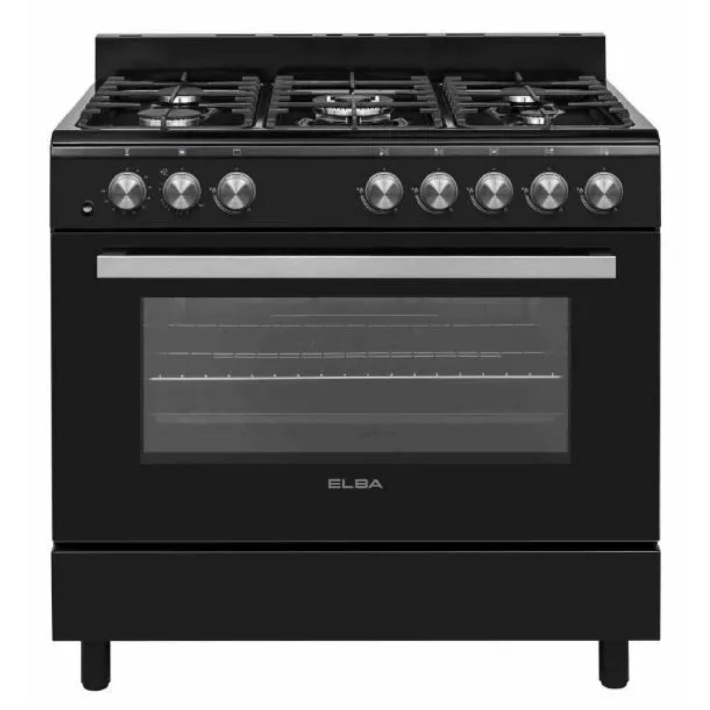 Elba 90cm 5 Burner Free Standing Full Gas Cooker - Black - 04/96CL828B