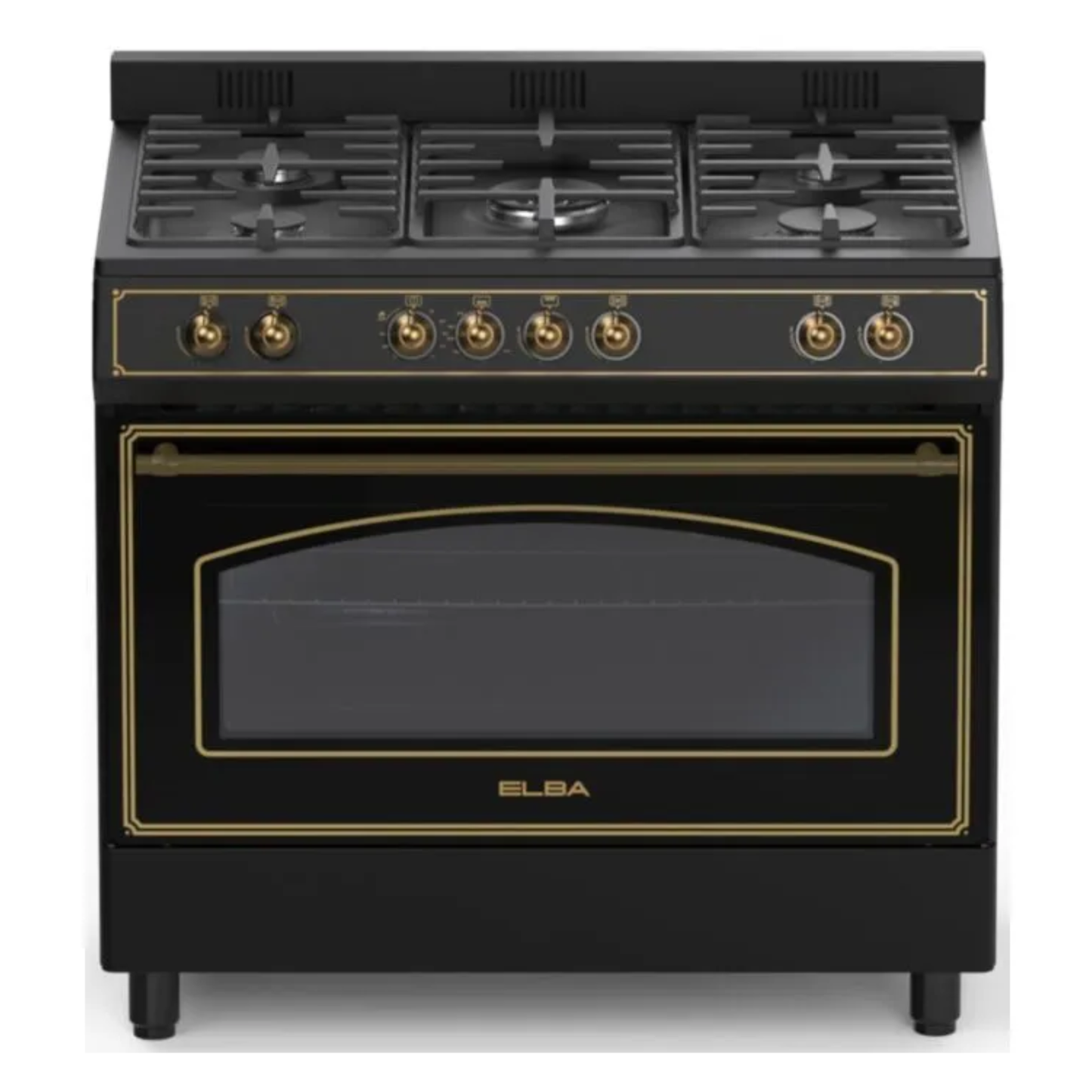 Elba 90cm Rustic 5 Burner Gas/Elec Cooker - 9S4EX937KB - BLACK