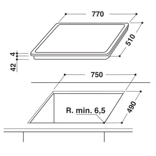 Whirlpool 77cm 4 Plate Touch Control Ceramic Hob - AKT8360LX