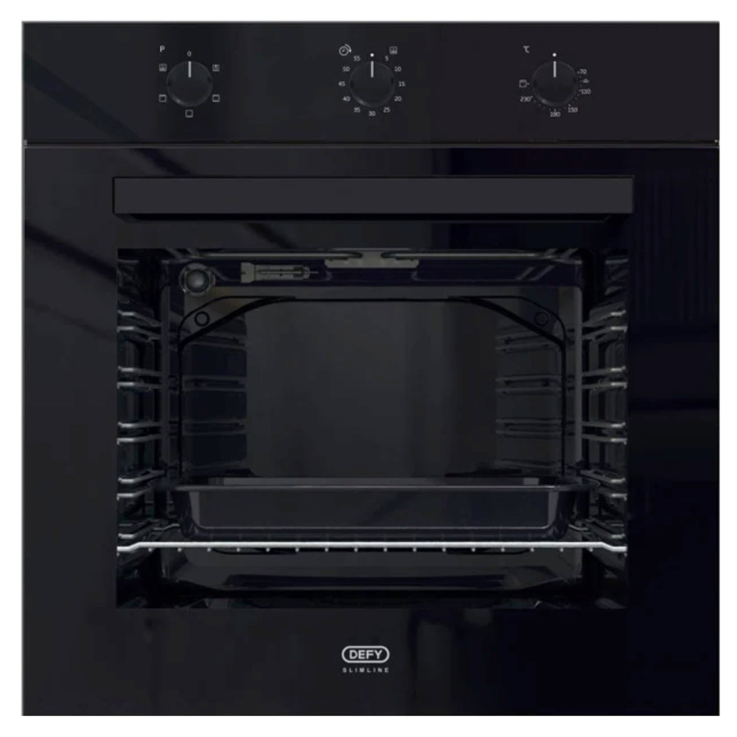 Defy Slimline 600 Eye Level Built-in Oven - DBO483E - Black Glass - Ismails Furnishers