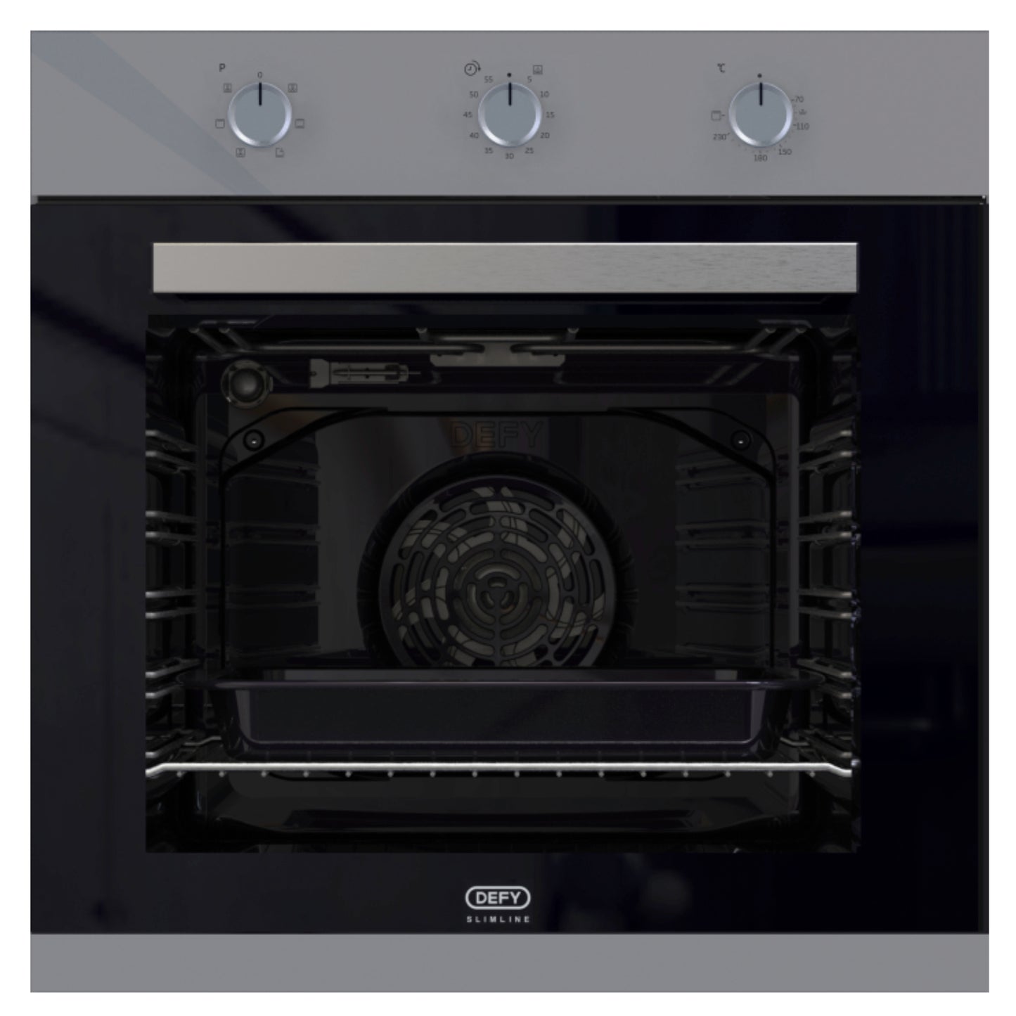 Defy Slimline 600 Eye Level Built-in Oven - DBO486E - Black & Stainless Steel - Ismails Furnishers