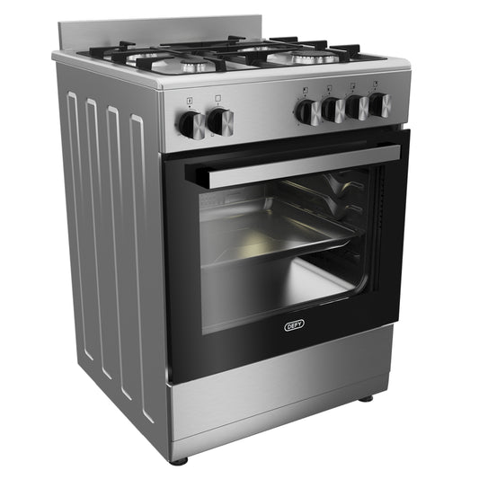 Defy 60cm 4 Burner Free Standing Gas/Elec Cooker - Stainless Steel - DGS602