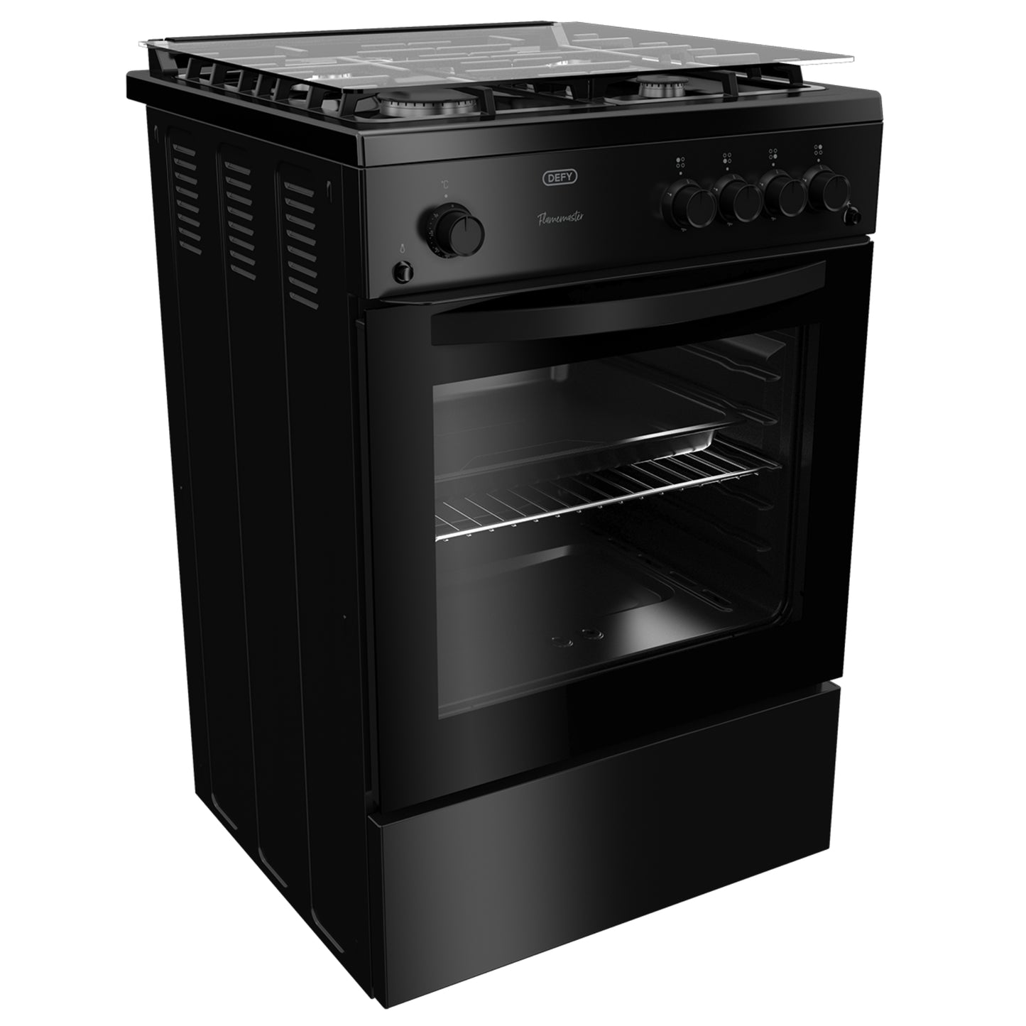 Defy 60cm 4 Burner Free Standing Full Gas Cooker - Black - DGS670X