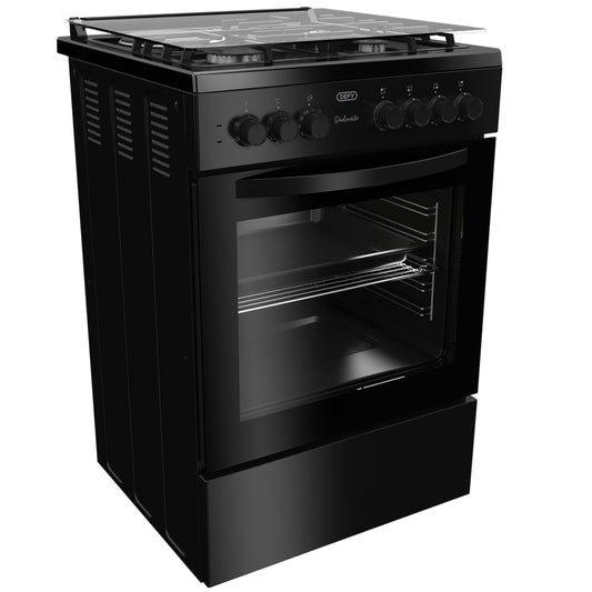 Defy 60cm 3 Burner + 1 Plate Free Standing Gas/Elec Cooker - Black - DGS679