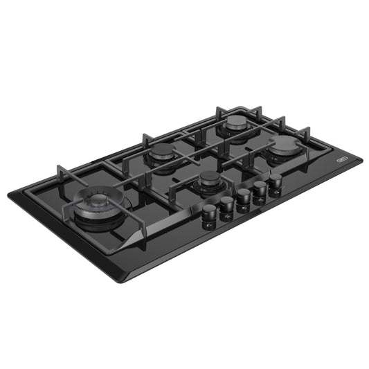 Defy 90cm 5 Burner Built-in Gas Hob with Wok - Black - DHG128