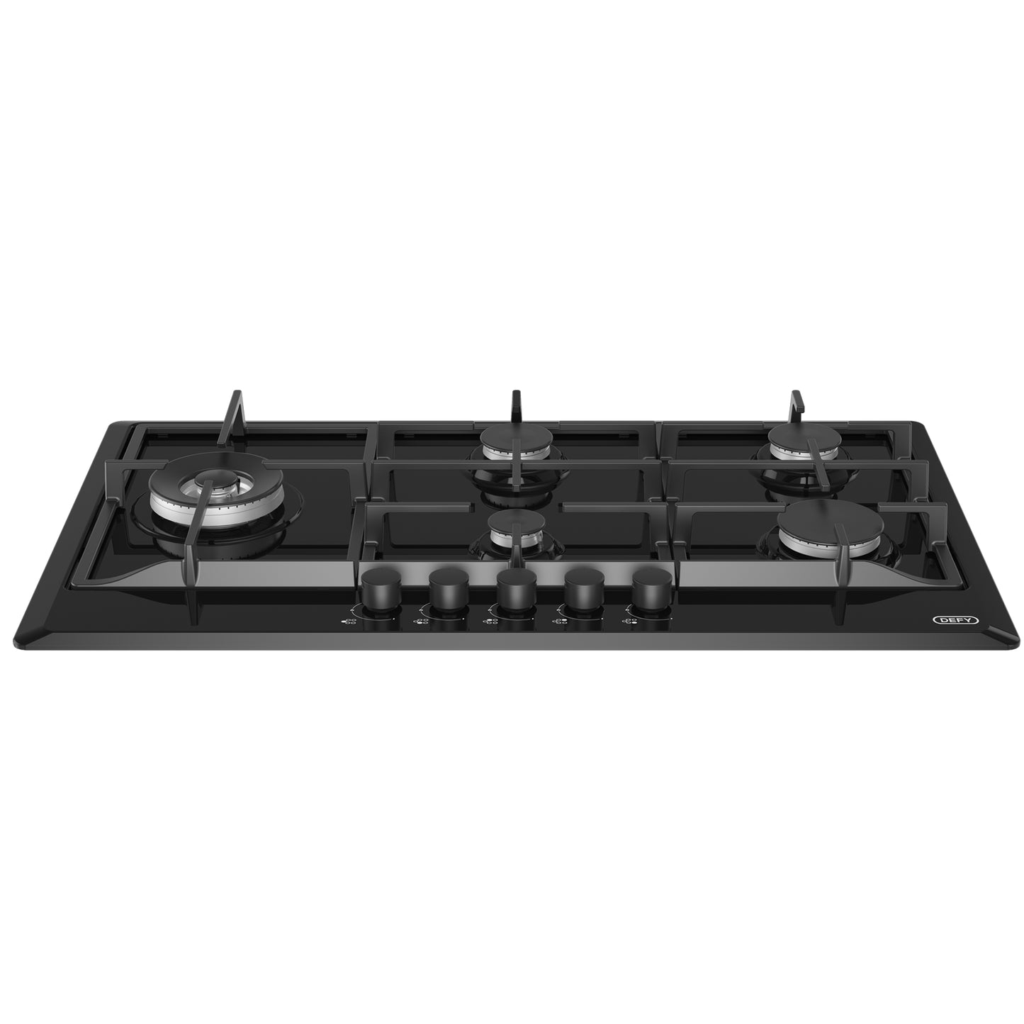 Defy 90cm 5 Burner Built-in Gas Hob with Wok - Black - DHG128