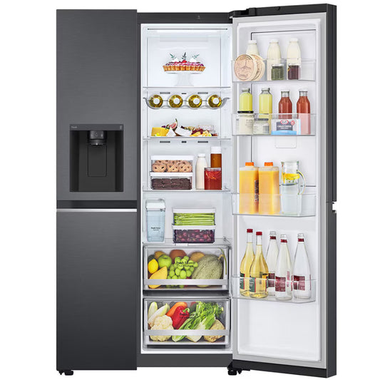 LG 617L Net Side by Side Fridge/Freezer With Water Dispenser Non Plumbed - Black - GC-J257SQ2W