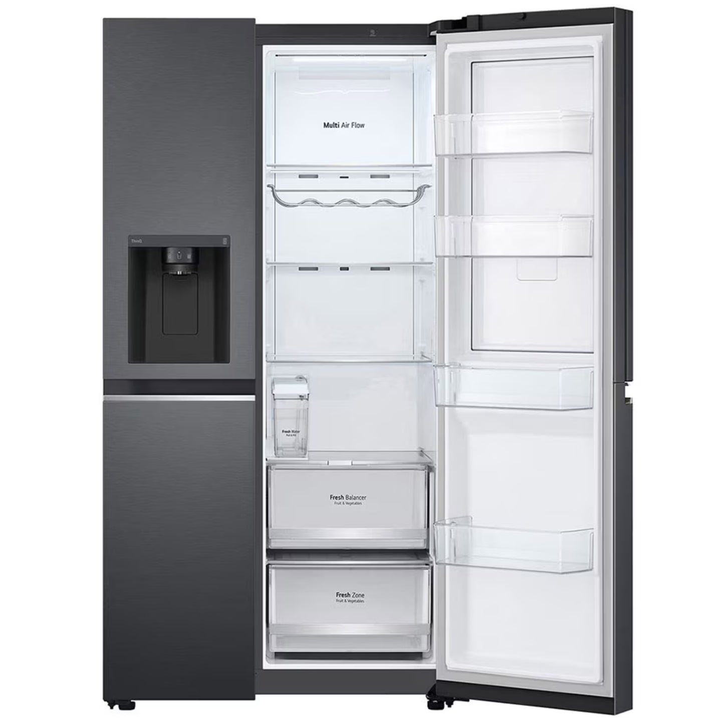 LG 617L Net Side by Side Fridge/Freezer With Water Dispenser Non Plumbed - Black - GC-J257SQ2W