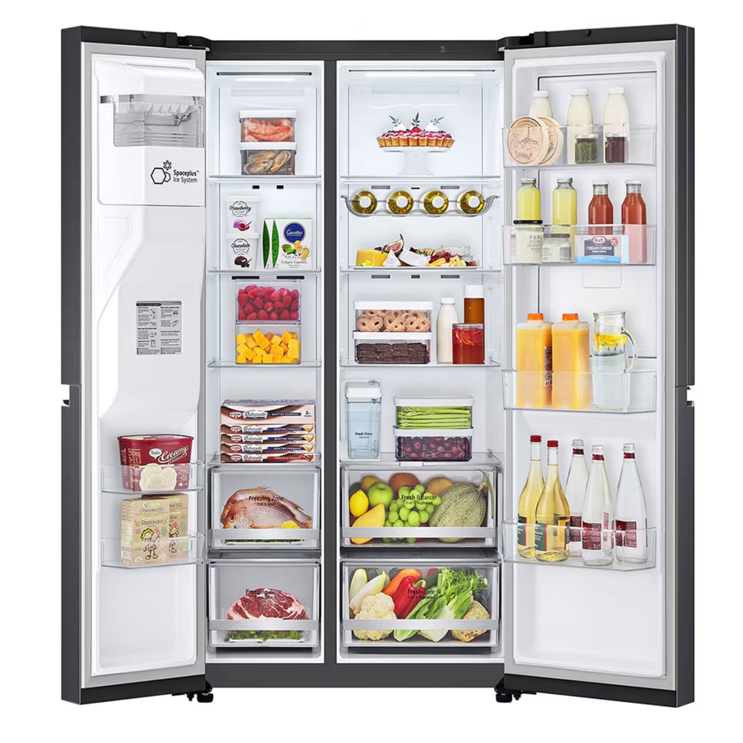 LG 617L Net Side by Side Fridge/Freezer With Water Dispenser Non Plumbed - Black - GC-J257SQ2W