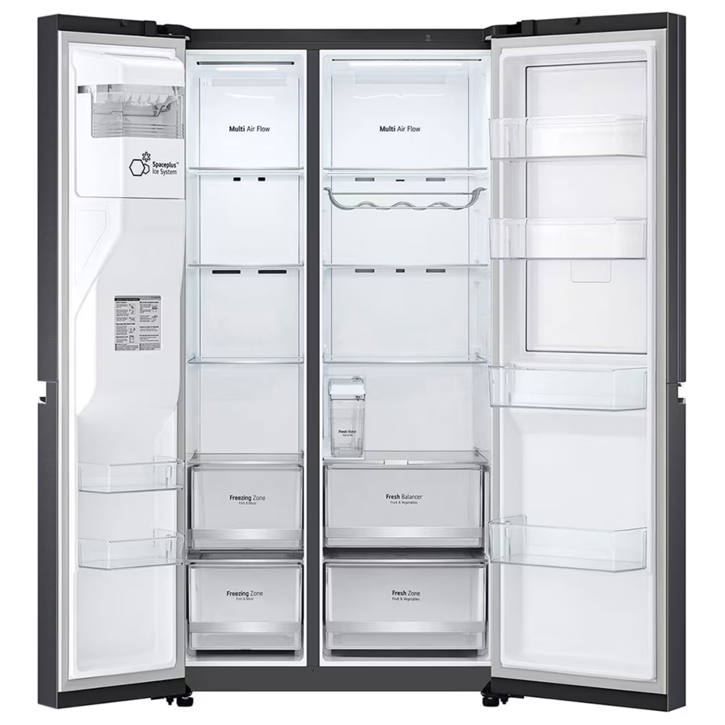 LG 617L Net Side by Side Fridge/Freezer With Water Dispenser Non Plumbed - Black - GC-J257SQ2W