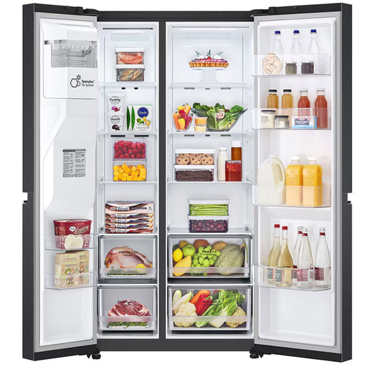 LG 611L Side by Side Fridge/Freezer - GC-L257SQSL - Matte Black