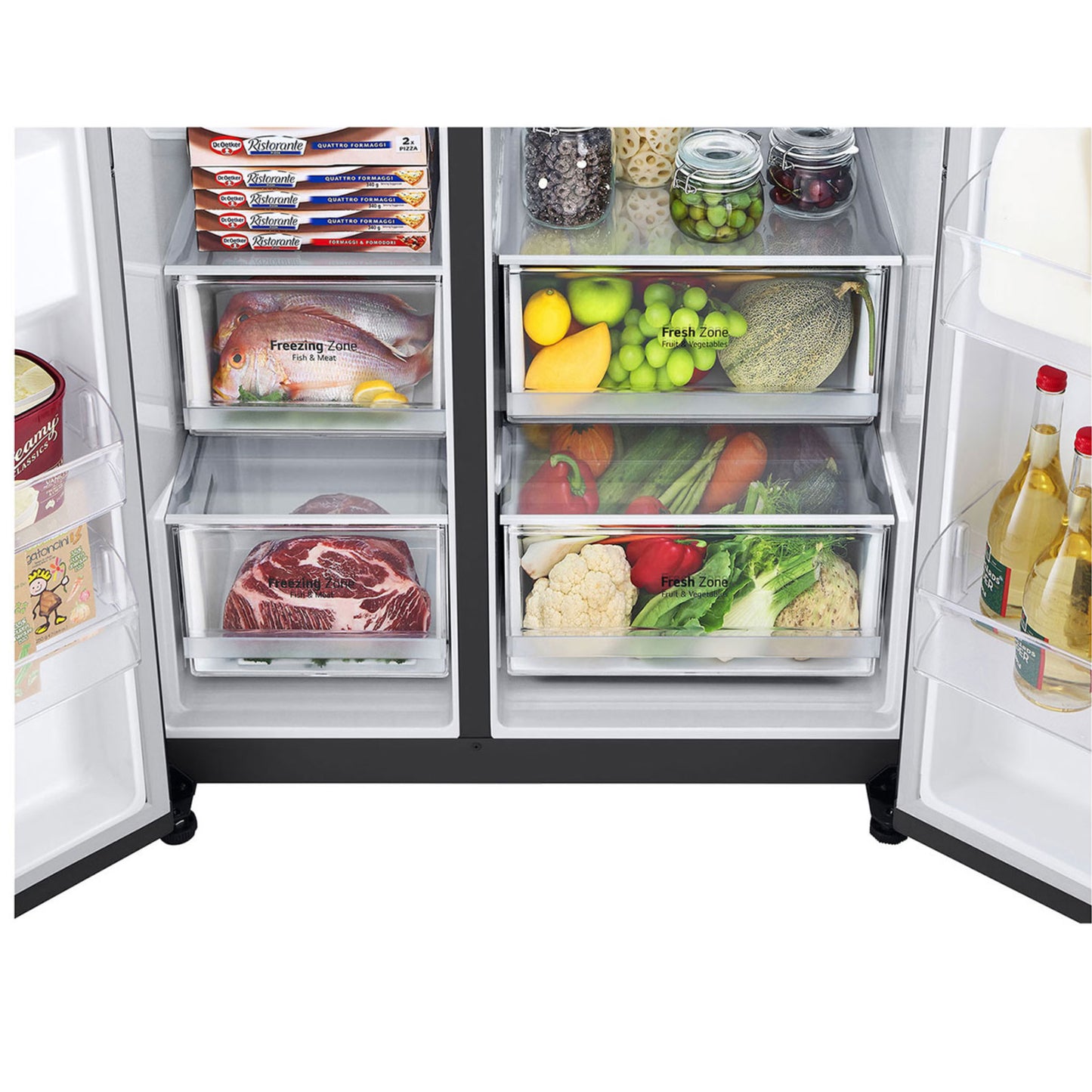 LG 611L Side by Side Fridge/Freezer - GC-L257SQSL - Matte Black
