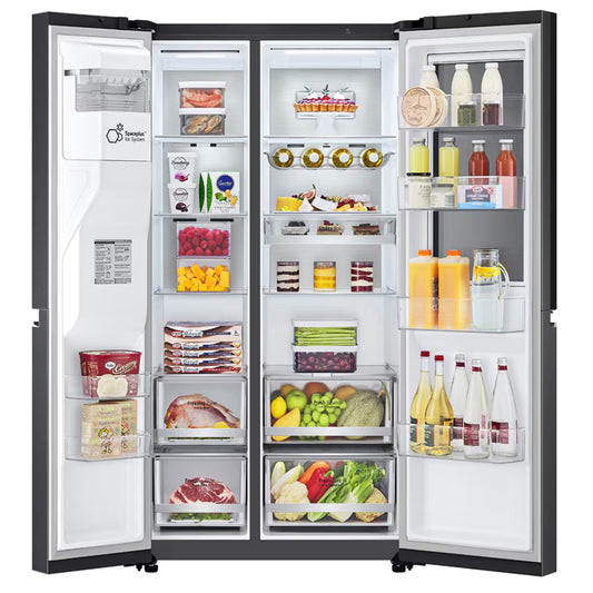 LG 611L Net Side by Side Fridge/Freezer - GC-X257CQFS - Matte Black