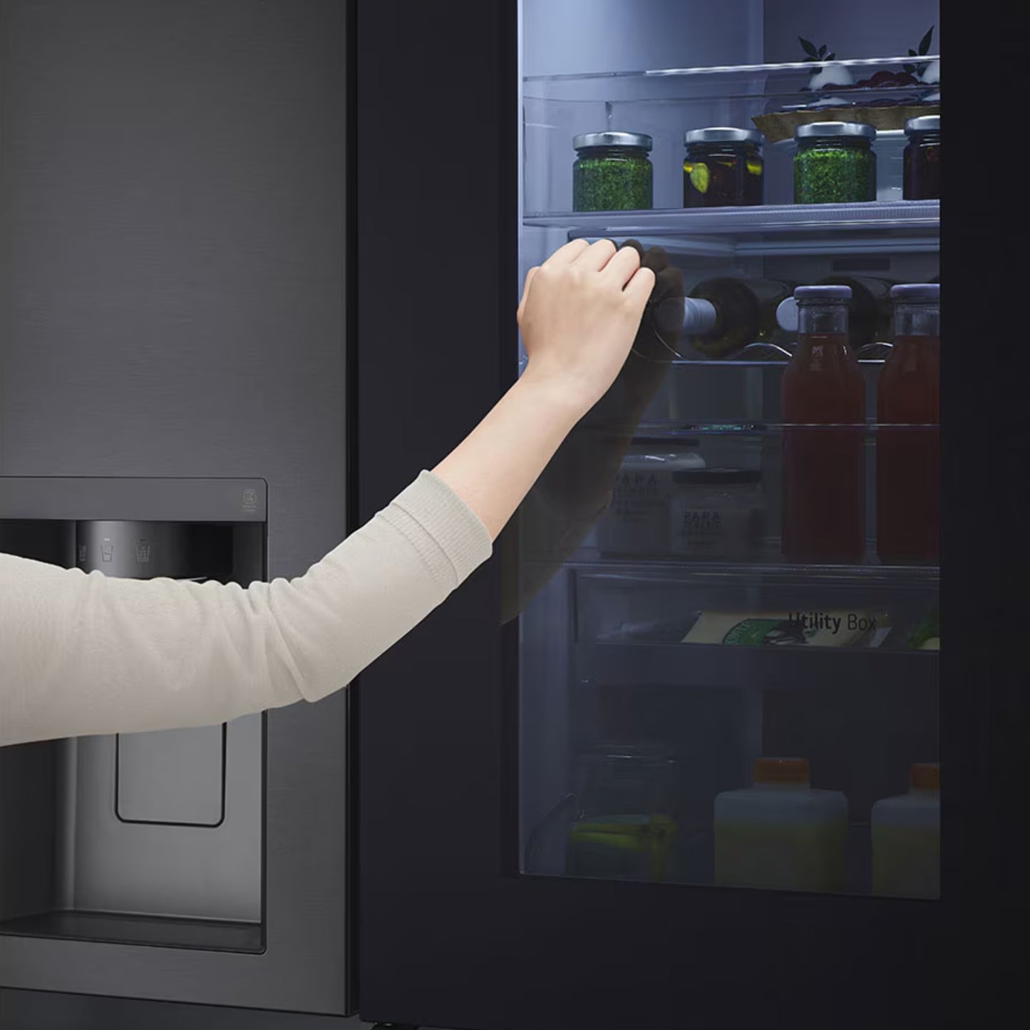 LG 617L Net Side by Side Fridge/Freezer - GC-X257CQFS - Matte Black
