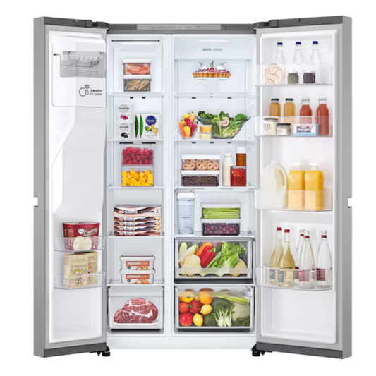 LG 625L Net Side by Side Fridge/Freezer With Water and Ice Dispenser Non Plumbed - Platinum Silver - GC-L257KLKW