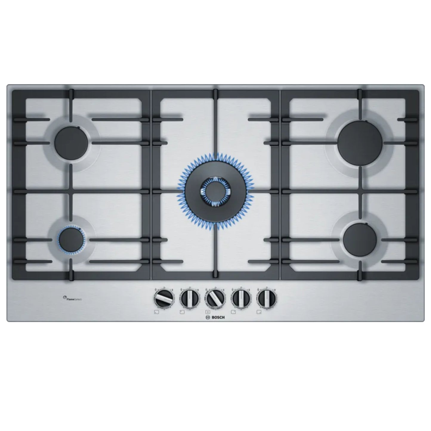Bosch Serie 6 90cm 5 Burner Gas Hob with Wok Burner - PCR9A5B90Z