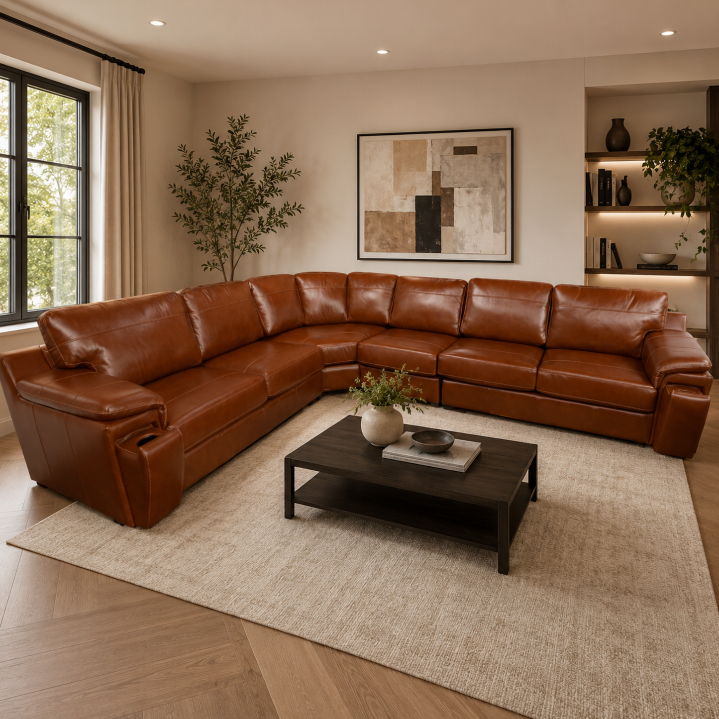 Solar 4Pc Corner Leather Lounge Suite