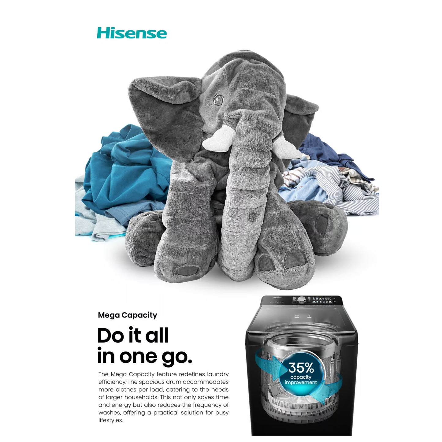 Hisense Tide 7 Series 21Kg Top Loader - Black - WT7T2125DB