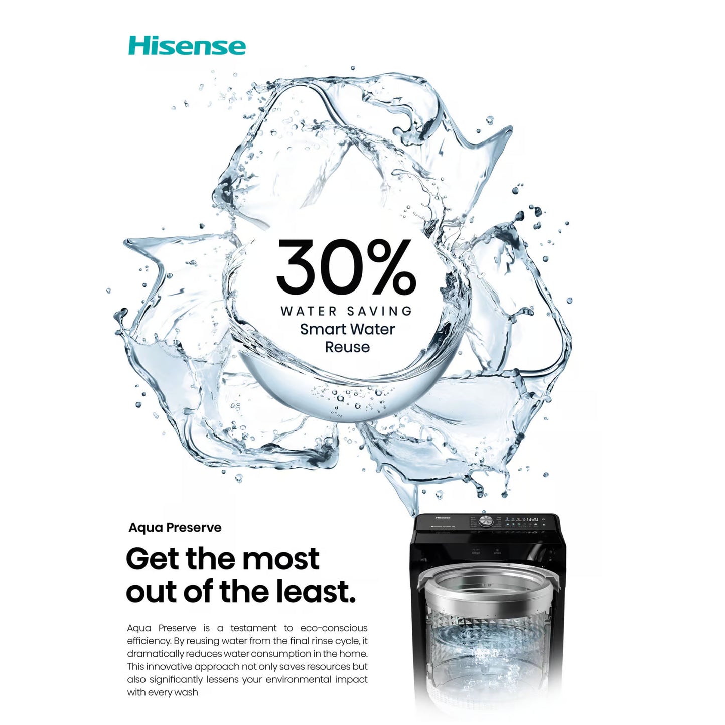 Hisense Tide 7 Series 21Kg Top Loader - Black - WT7T2125DB