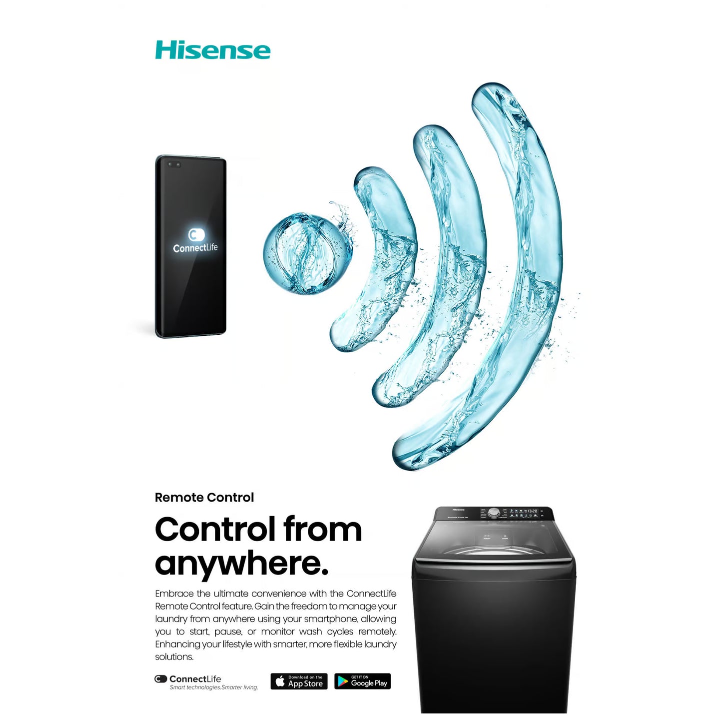 Hisense Tide 7 Series 21Kg Top Loader - Black - WT7T2125DB