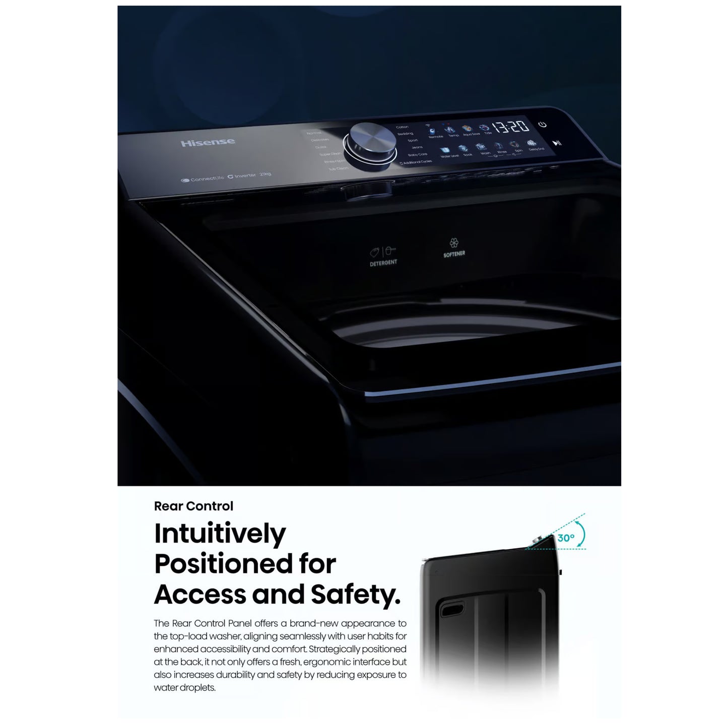 Hisense Tide 7 Series 21Kg Top Loader - Black - WT7T2125DB