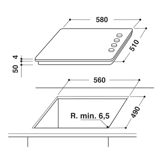 Whirlpool 60cm 4 Plate Ceran Hob - AKM9010NE