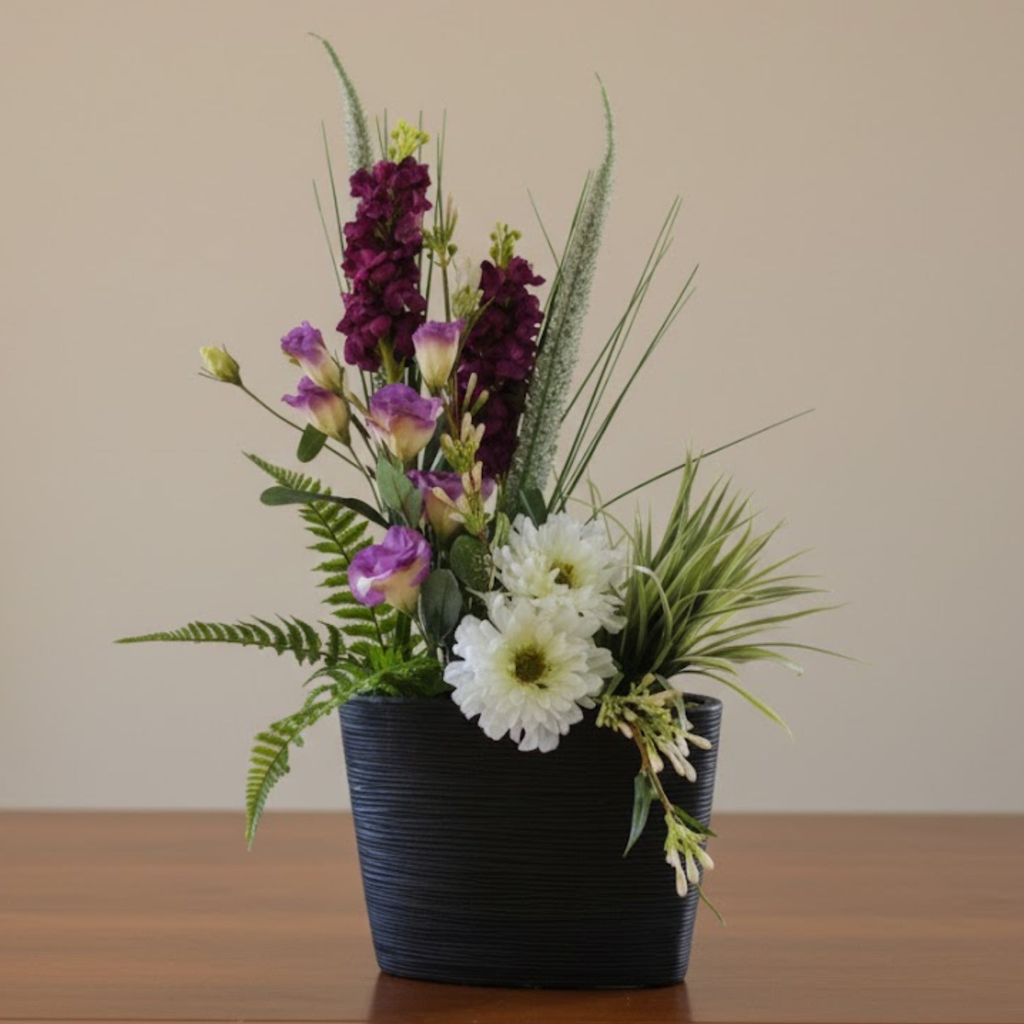 Black Shoulder Vase With Gerbera and Stock