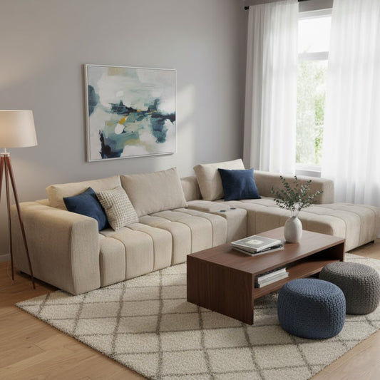 Bolero 3 Piece Lounge Suite With Daybed + Console - Fabric