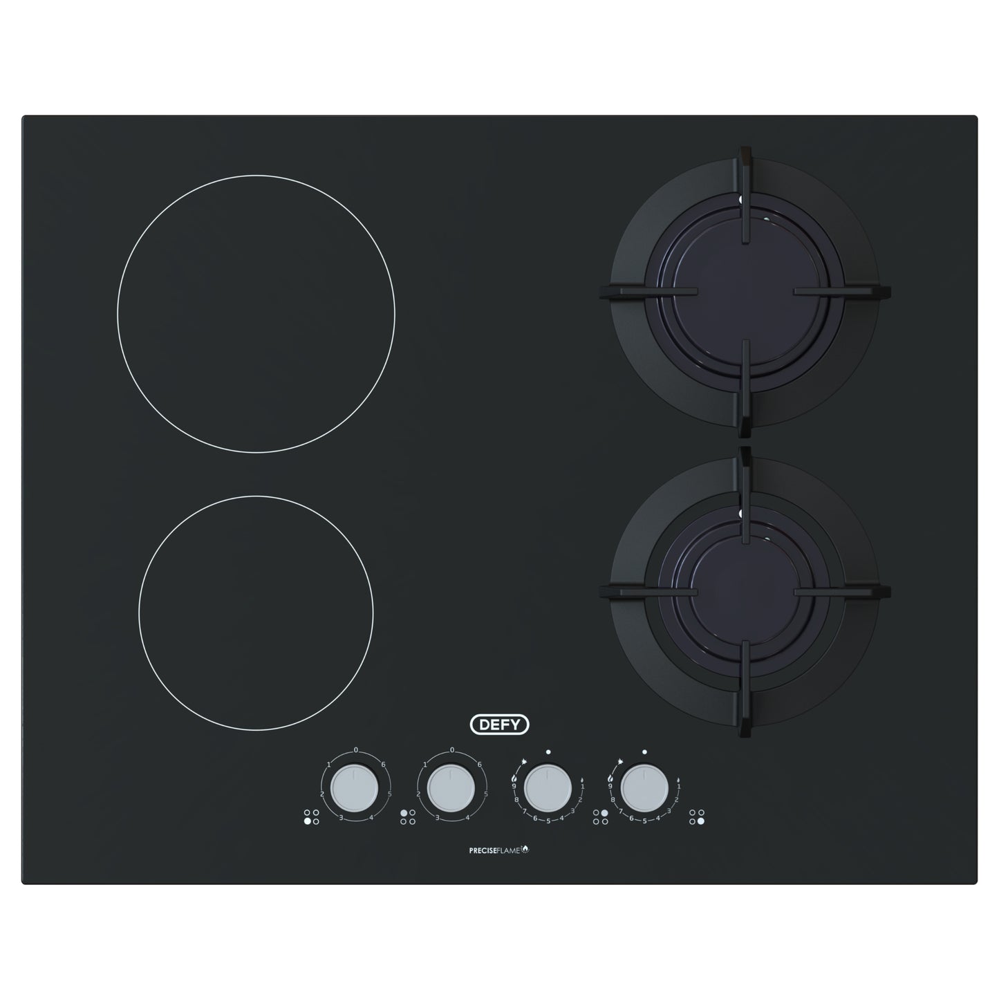 Defy 60cm 2 Ceramic + 2 Gas Hob - Black - DHG606