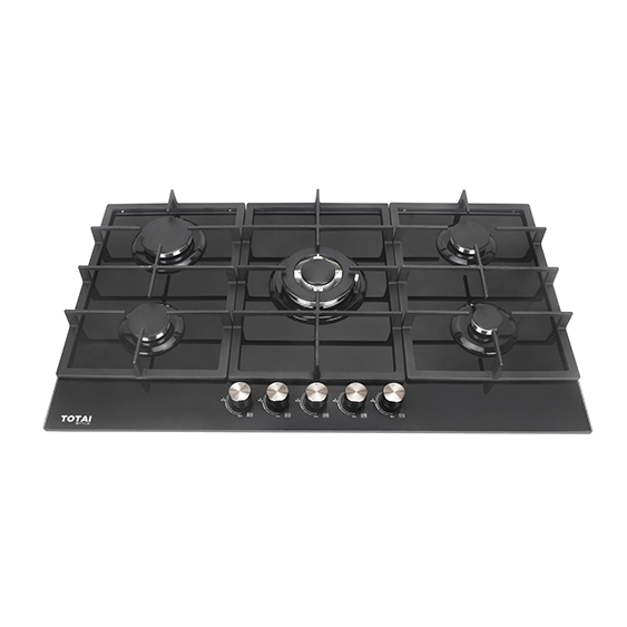 Totai 90cm 5 Burner Gas On Glass Hob - 03/TS5BNR-GG