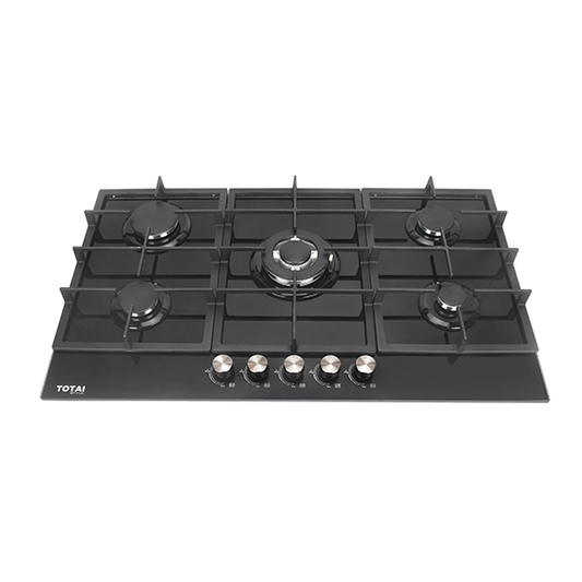 Totai 90cm 5 Burner Gas On Glass Hob - 03/TS5BNR-GG