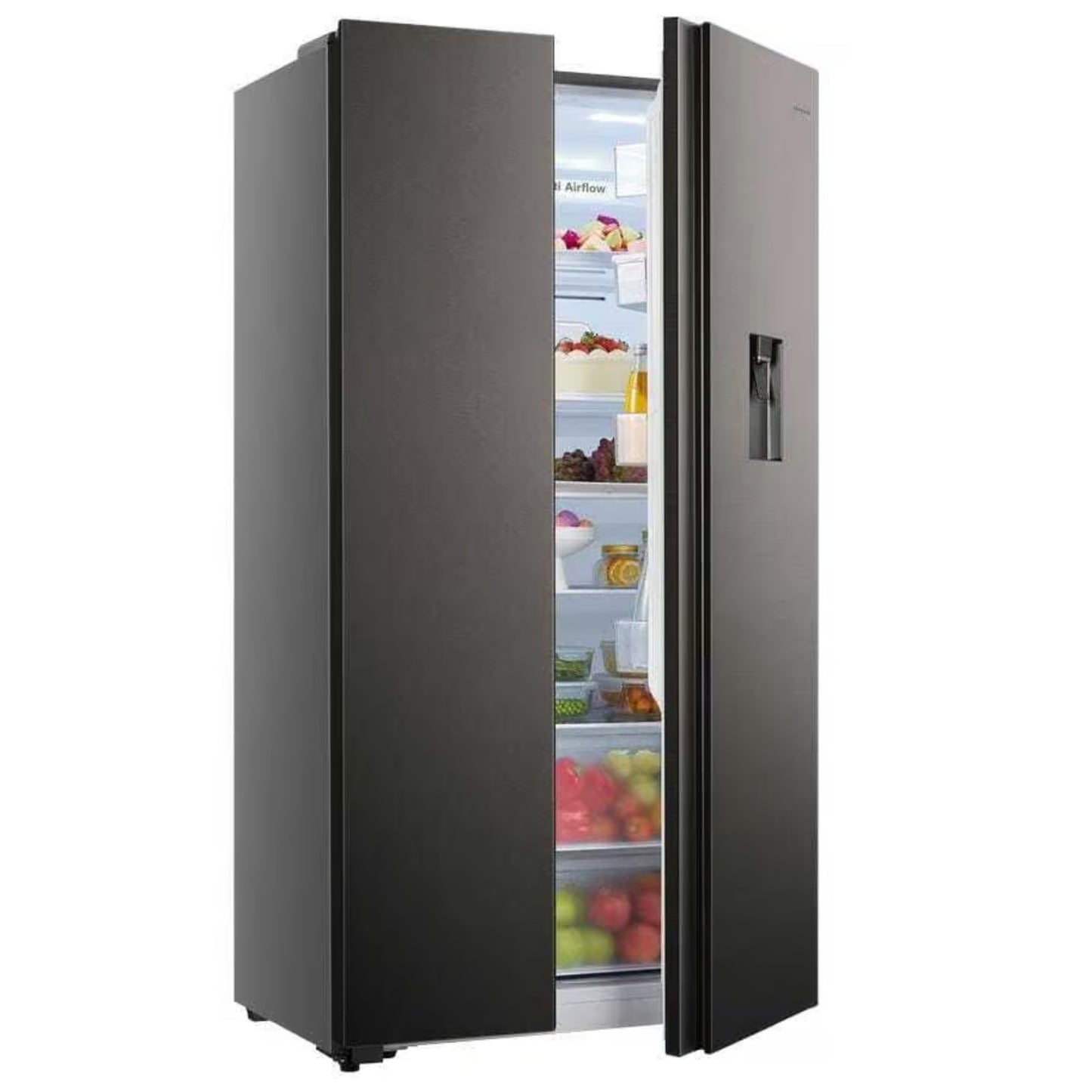 Hisense 508L Side by Side Fridge/Freezer With Water Dispenser - Metallic - H670SIT-WD