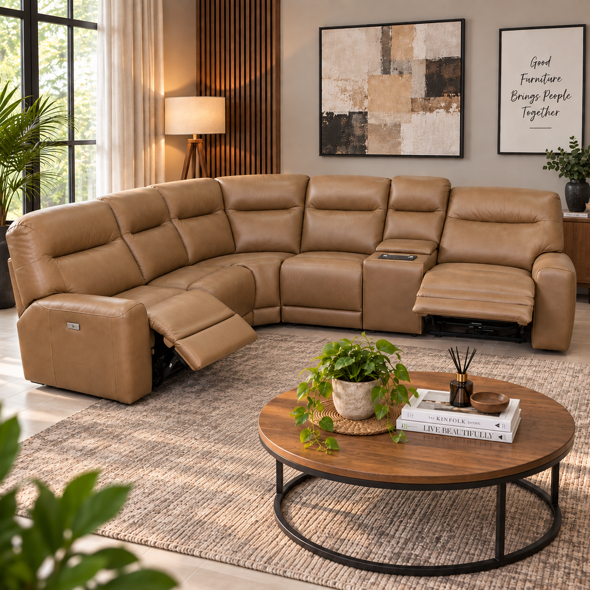 Covary 4pc Corner Full Leather Lounge Suite
