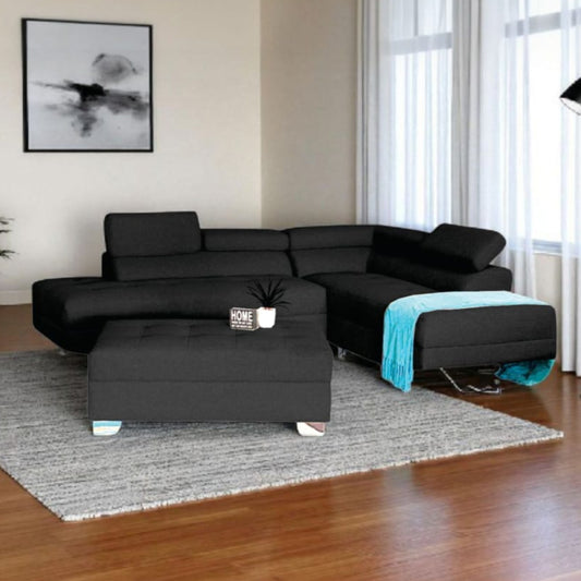 Jolene 2 Piece Corner Lounge Suite + Ottoman - Fabric