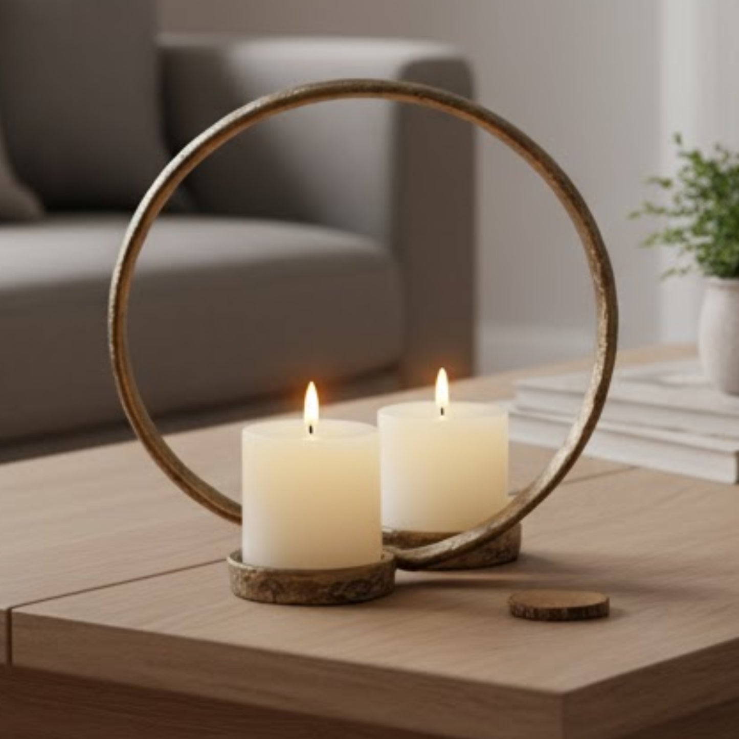 Large Ring Pillar Holder - Gold - ORN 25