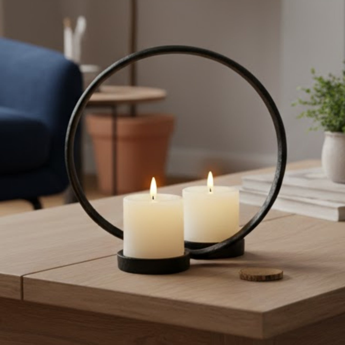 Small Ring Pillar Holder - Black - ORN 24