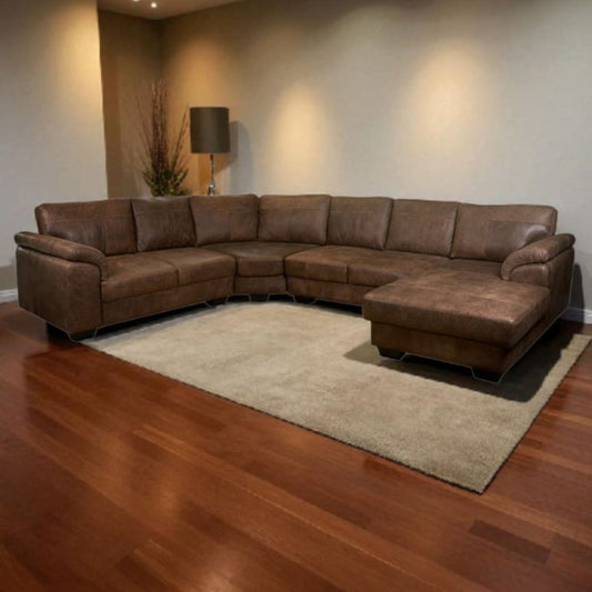 Rockafella 4 Piece Corner Lounge Suite With Daybed - Genuine Leather