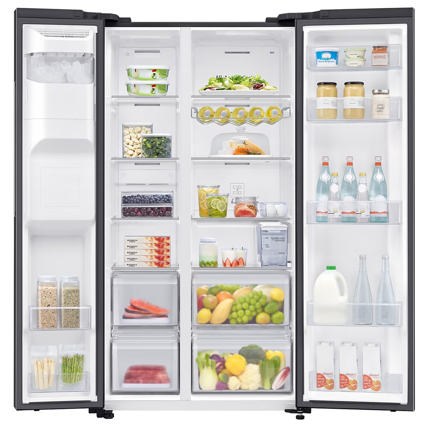 Samsung 617L Side by Side Fridge/Freezer With Water Dispenser Plumbed - Gentle Black - RS64DG53R3B1FA