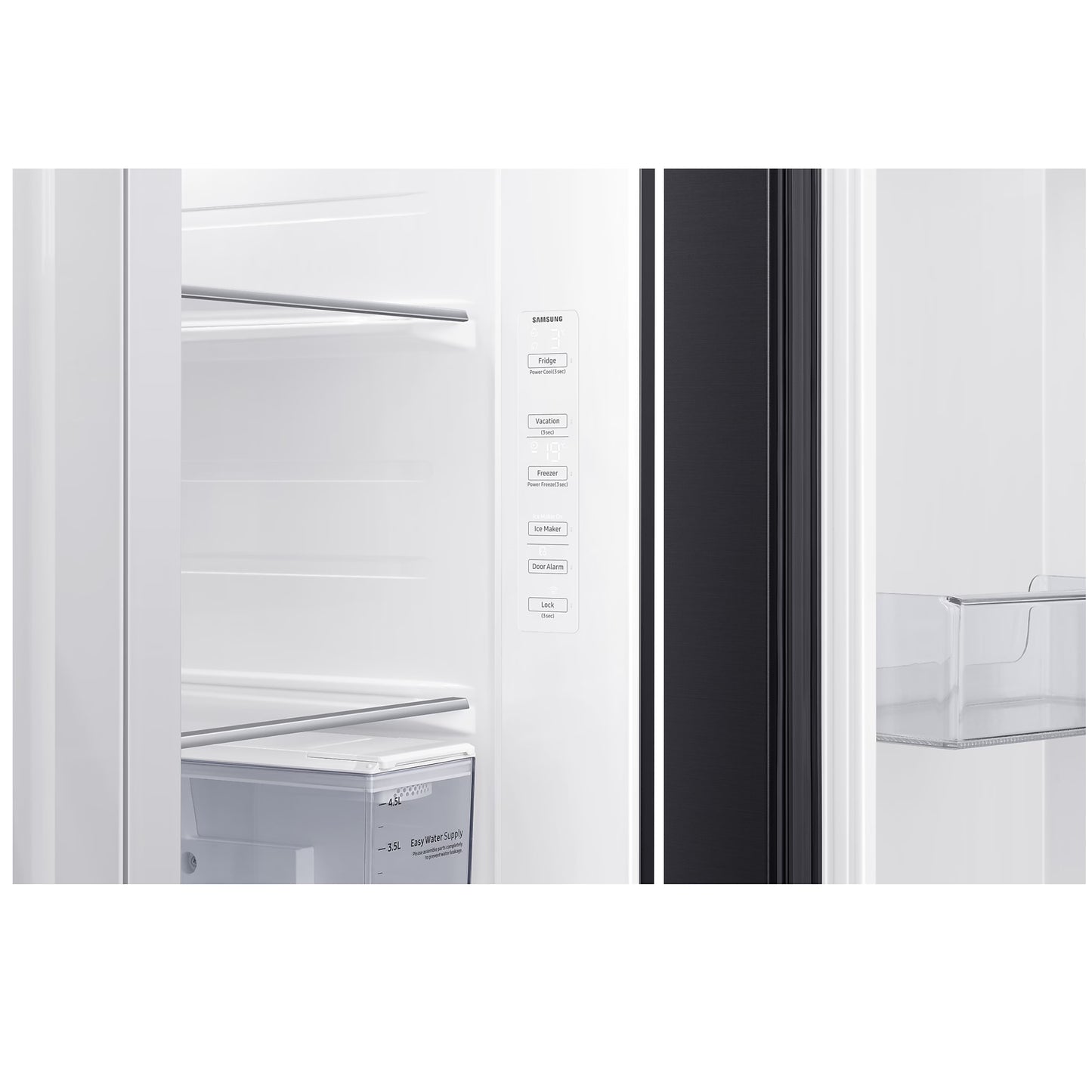 Samsung 617L Side by Side Fridge/Freezer With Water Dispenser Plumbed - Gentle Black - RS64DG53R3B1FA