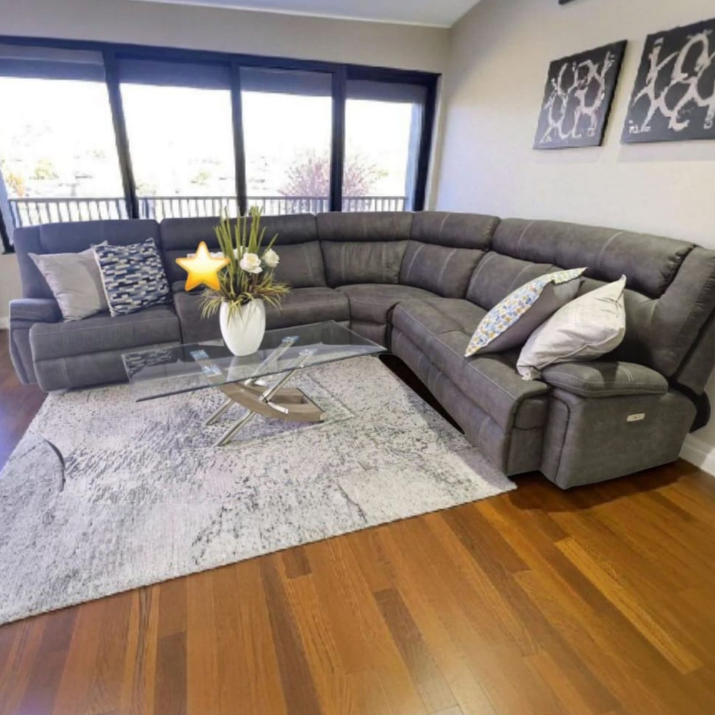 Salisbury 6 Piece Corner 2 Power Motion Lounge Suite - Fabric