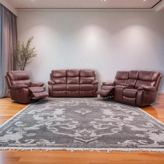 Valour 3.2.1 5 Motion Lounge Suite With Console - Genuine Leather