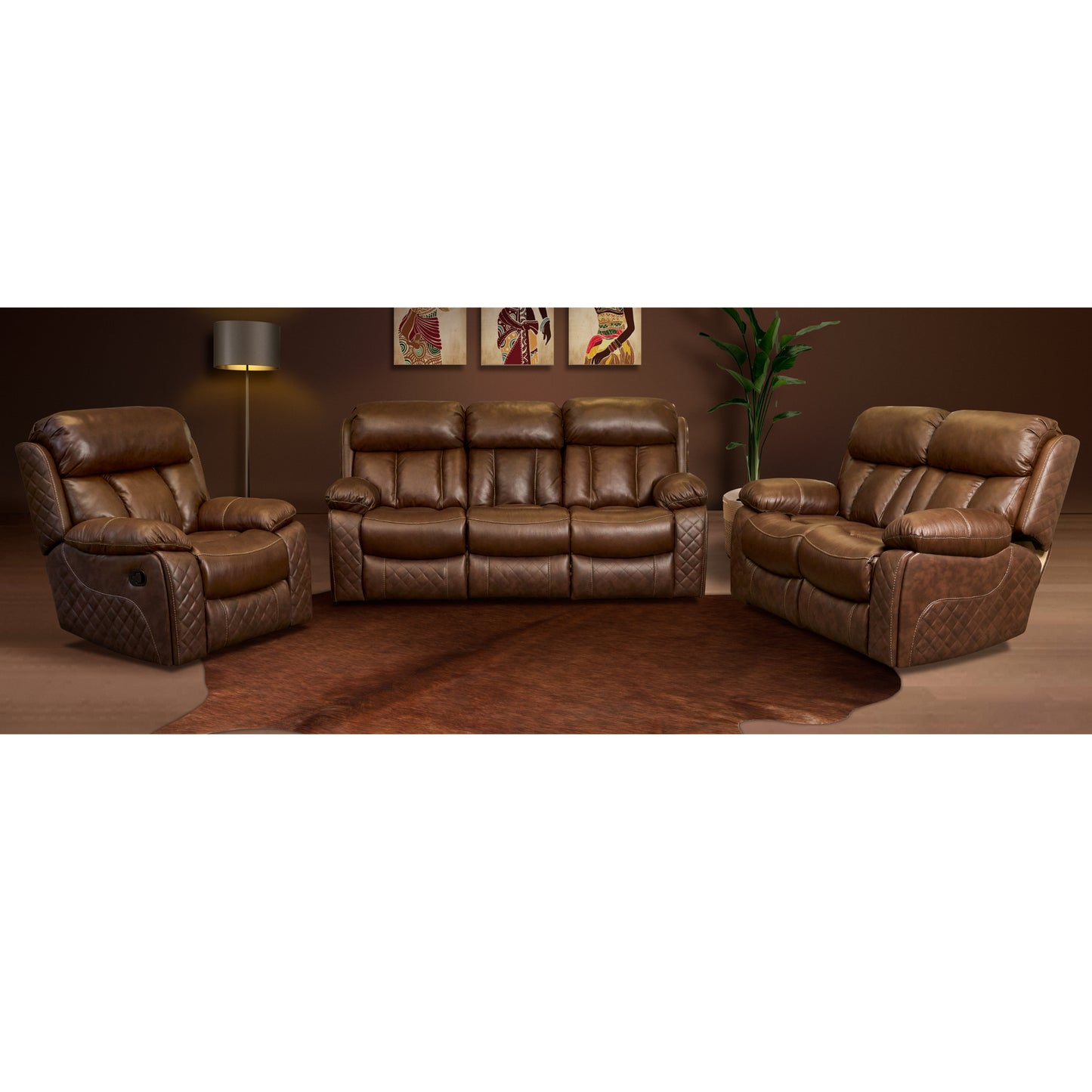 Hilton 3.2.1 3 Motion Lounge Suite - Genuine Leather Uppers