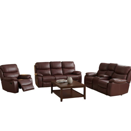 Valour 3.2.1 5 Motion Lounge Suite With Console - Genuine Leather