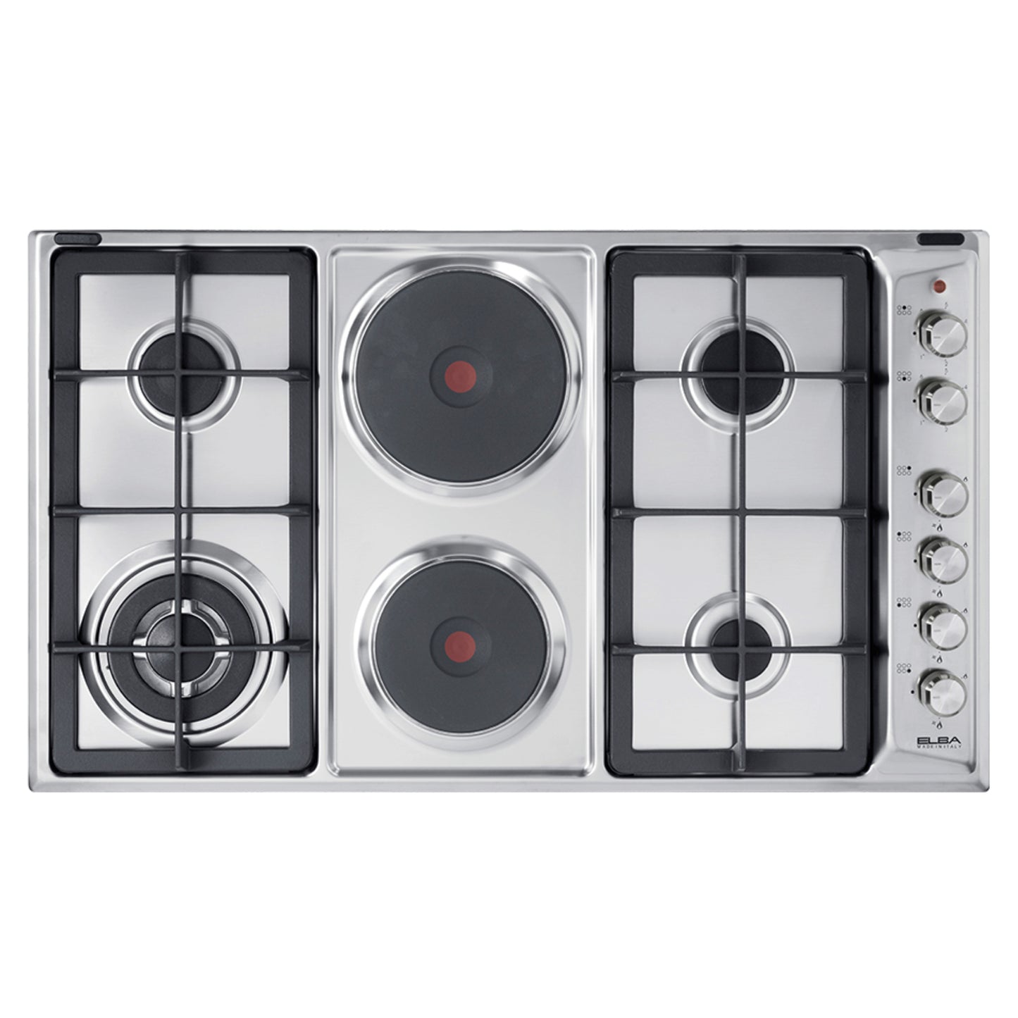 Elba Classic 90cm 4 Burner Gas Hob with 2 Electric Plates - Stainless Steel - 02/EE95-420XD