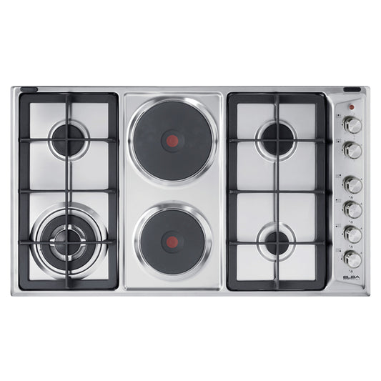 Elba Classic 90cm 4 Burner Gas Hob with 2 Electric Plates - Stainless Steel - 02/EE95-420XD