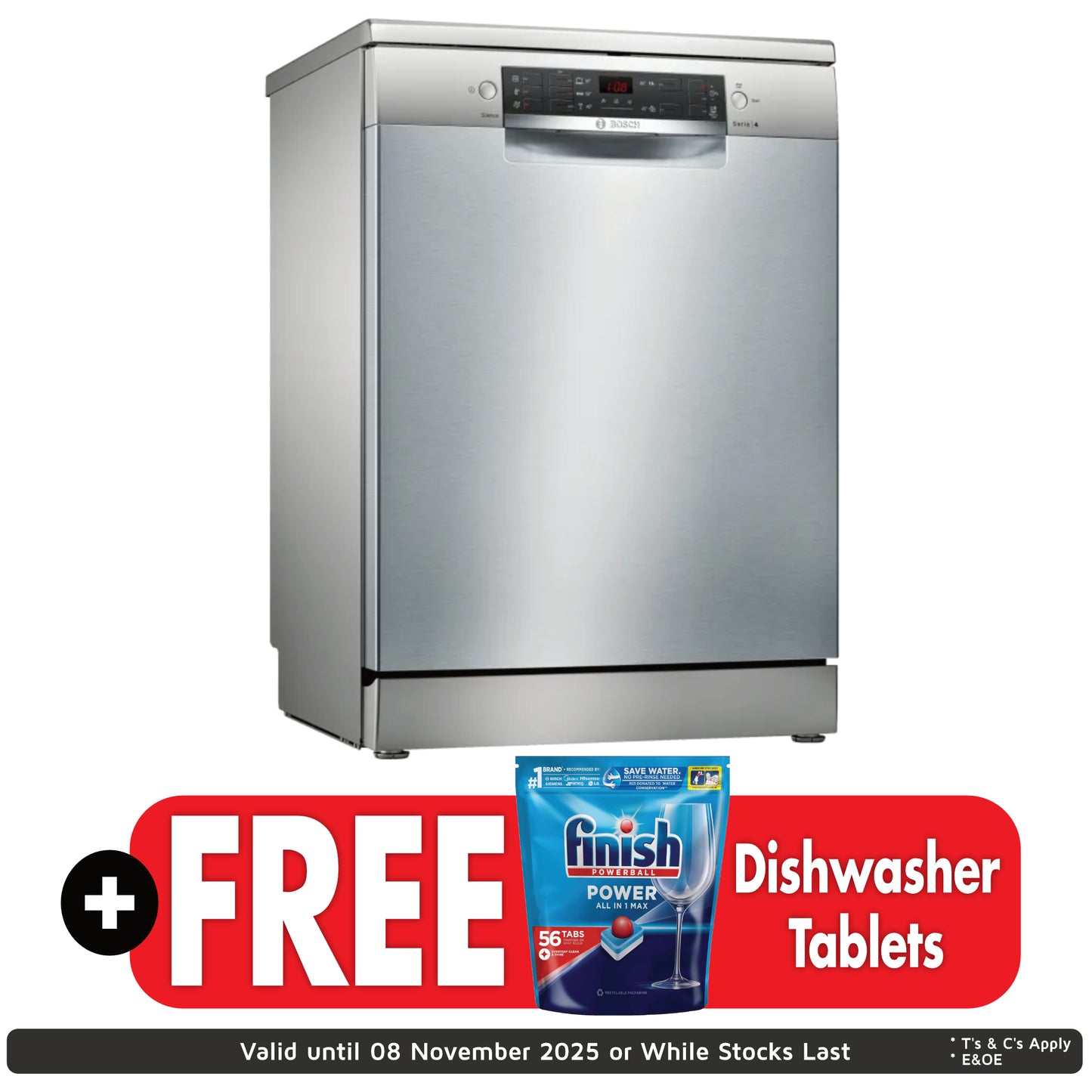 Bosch Series 4 13 Place Dishwasher - SMS46NI00Z - Silver Inox