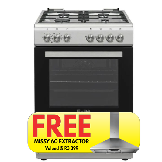 Elba 60cm 4 Burner Free Standing Gas/Electric Cooker - Stainless Steel - 04/66CL442
