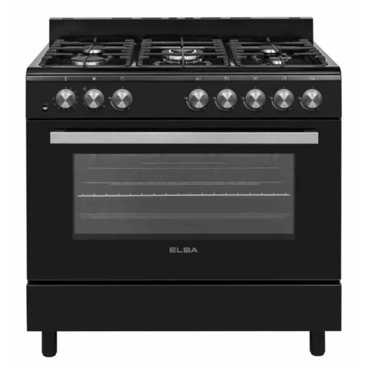 Elba 90cm 5 Burner Free Standing Full Gas Cooker - Black - 04/96CL828B