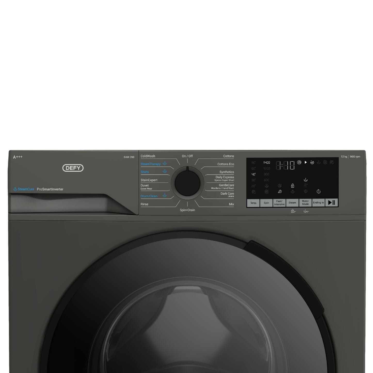 Defy 12kg Front Loader Washing Machine - Steam Cure - Manhattan Grey - DAW398